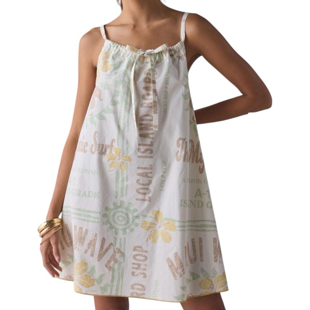 NWT BDG UO Eva Tie Front Ruched Strap Trapeze Mini Dress Size Small